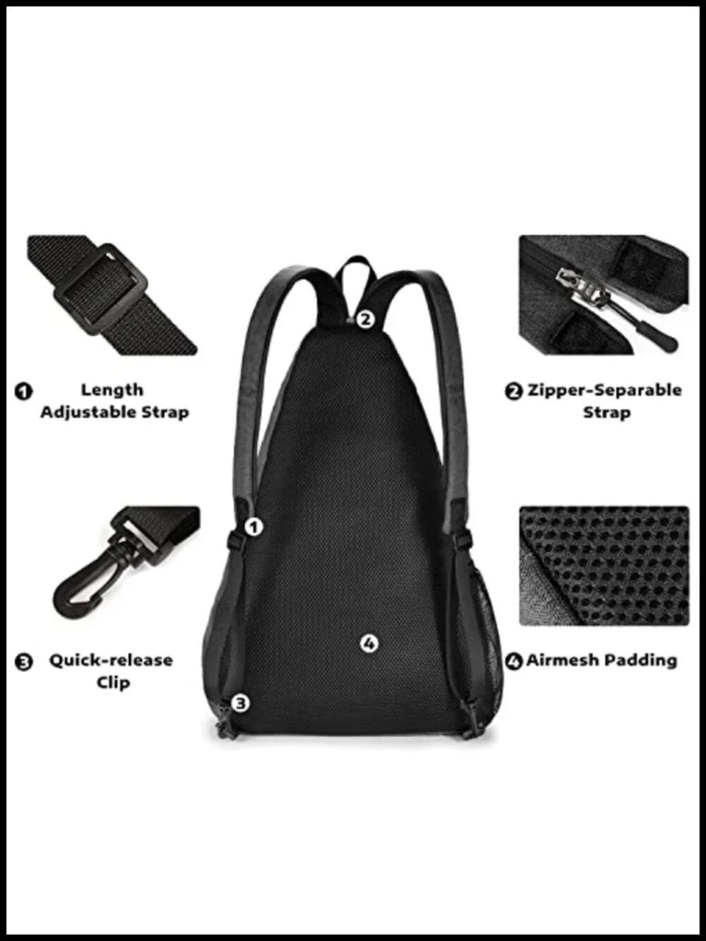 Reversible Pickleball Crossbody Sling Bag Backpack